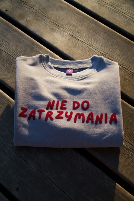 Bluza dla dziecka szara bez kaptura z napisem NIE DO ZATRZYMANIA
