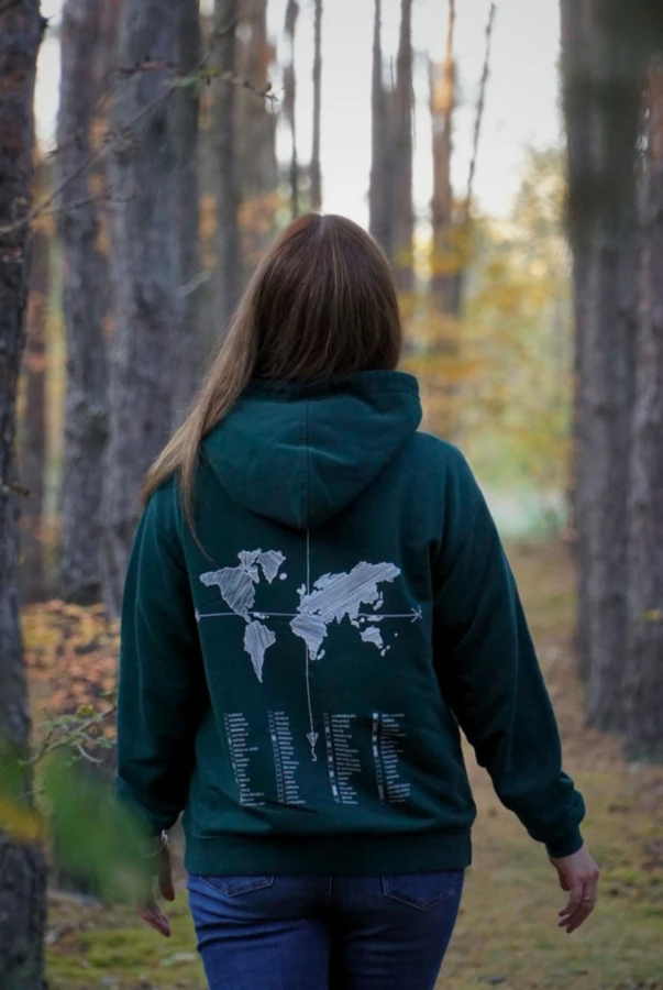 Zielona bluza unisex do zaznaczania odwiedzonych miejsc oversize bluza dla podróżnika